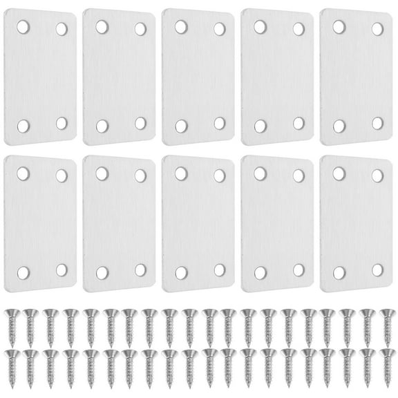 10 Pcs Repair Board Flat Brackets for Wood Mending Plates for Wood Metal Strip with Holes