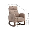 thumbnail image 4 of Nursery Rocking Chair, Modern Upholstered Glider Rocker Chair with Wing Back & Side Pocket, Accent Chair with Rubber Wood Legs for Living Room Reading Room Lounge, Weight Capacity 300 LBS, Camel, 4 of 7