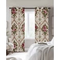 thumbnail image 4 of Vintage Pink Red Floral Blackout Curtains for Bedroom Living Room Darkening Curtains 63 Inches Long Farmhouse Flower Green Leaf Window Curtain 2 Panels Set Window Treatment Grommet Drapes 52"x63", 4 of 9