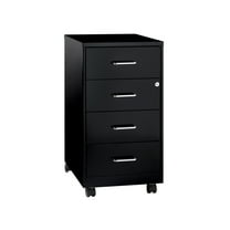 Space Solutions 18" Deep 4 Drawer Metal Mobile Organizer, 4 Box Drawers, Locking, Black
