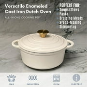 Lexi Home 2.8-Qt Enameled Cast Iron Dutch Oven with Lid & Loop Handle, Cream