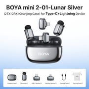 BOYA Mini 2 Wireless Lavalier Microphone for iPhone/Android, 328 FT, AI Cancelling, 30 H, Plug & Play, Lavalier Microphone for Tiktok, YouTube, Streaming, Gray
