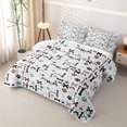 thumbnail image 3 of Homewish White Dog Paw Bone Quilt King,Cartoon Animal King Coverlet Set,3pcs, 3 of 7