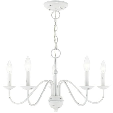 

Chandeliers 5 Light Fixtures With Antique White Finish Steel Material Candelabra 13 300 Watts