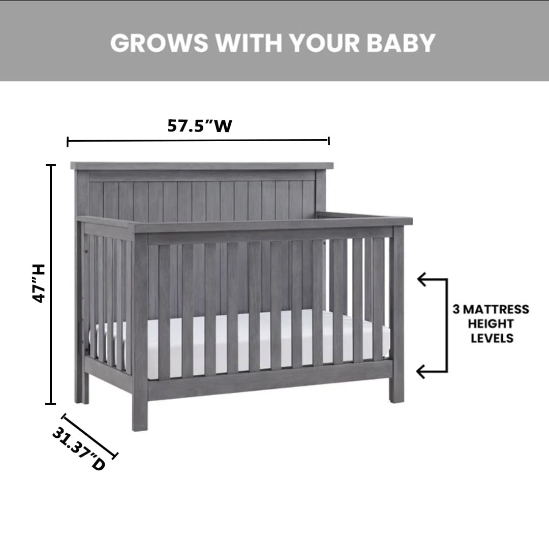 Soho Baby Everlee 4-in-1 Convertible Crib, Graystone
