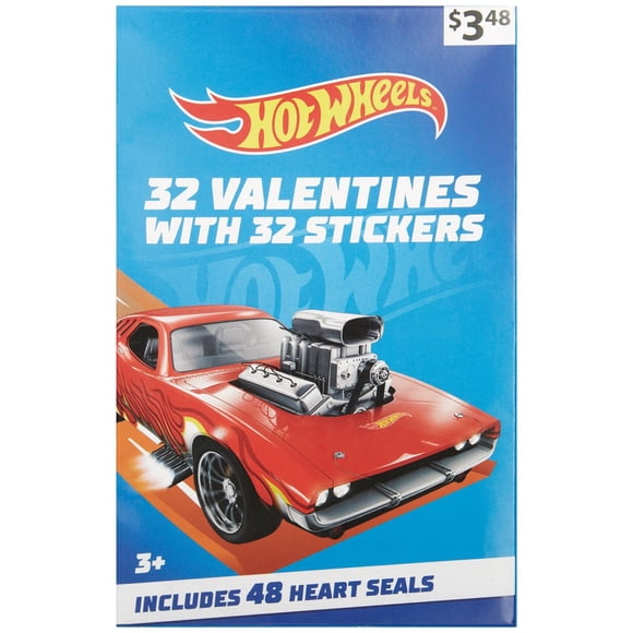 Hot Wheels Valentines Day Cards, 32 Count, Classroom Exchange Cards