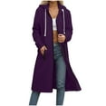 thumbnail image 2 of Qetyuw Womens Long Hooded Jacket Full Zip Up Long Sleeve Open Front Jackets Winter Plus Size Casual Coat Outwear, 2 of 4