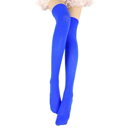 

UDIYO 1 Pair Thigh High Stockings Sexy Stretchy Plain Thin Breathable Leg Slimming Velvet Candy Color Women Over Knee Socks for Daily