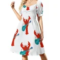 thumbnail image 1 of Vestido Rockin Lobster de manga corta, vestido de fiesta de lujo para mujer, vestido largo, vestidos de estilo coreano, 1 of 7