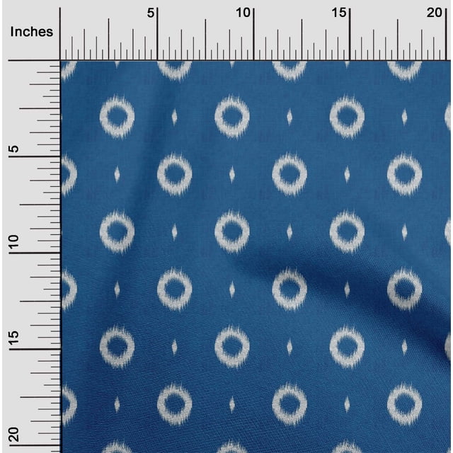 oneOone Tissu Polyester Lycra Bleu Royal Style Ikat Rayé Tissu pour Robe Tissu Imprimé au Mètre 56 Pouces de Large