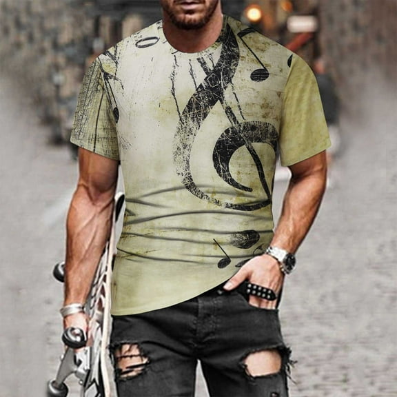 Viikei Plus Size T-shirts for Men Short Sleeve Clearance Street Interesting Design Printed O-neck