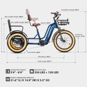 ADDMOTOR GREATTAN L Electric Trike for Adults, 750W Electric Trike with Passenger Seat, 65/130Mi 20/40AH 48V, Dual-Battery System 2 Seater Electric Tricycle, Parking Brake, Differential