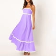 thumbnail image 2 of WTXUE Robes Maxi en Liquidation, Robe Nuisette Sans Manches Élégante à Encolure Carrée, Femmes 2024 Été Encolure Dégagée à Étages Fluide Longue Unie Vestidos Casuales Para Mujer Verano Maxi Women, Violet+TG(US:14-16), 2 of 9
