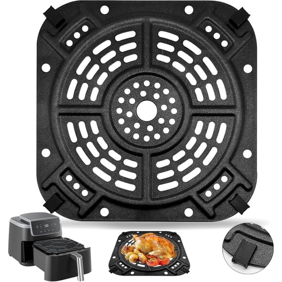 Air Fryer Replacement Parts for Ninja AF141 Air Fryer Pro 4 in 1 AF142 Air Fry Max 5 in 1 5 QT, 8.43 × 8.43 IN Air Fryer Accessories Tray Grill Crisper Plate Grill Pan Tray Rack