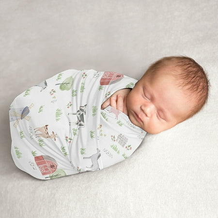 UPC: 0846480088684 | Sweet Jojo Designs Farm Animals Boy or Girl Swaddle Blanket Jersey Stretch Knit for Newborn or Infant Receiving Security – Watercolor Farmhouse Horse Cow Sheep Pig Farm Life Gender Neutral