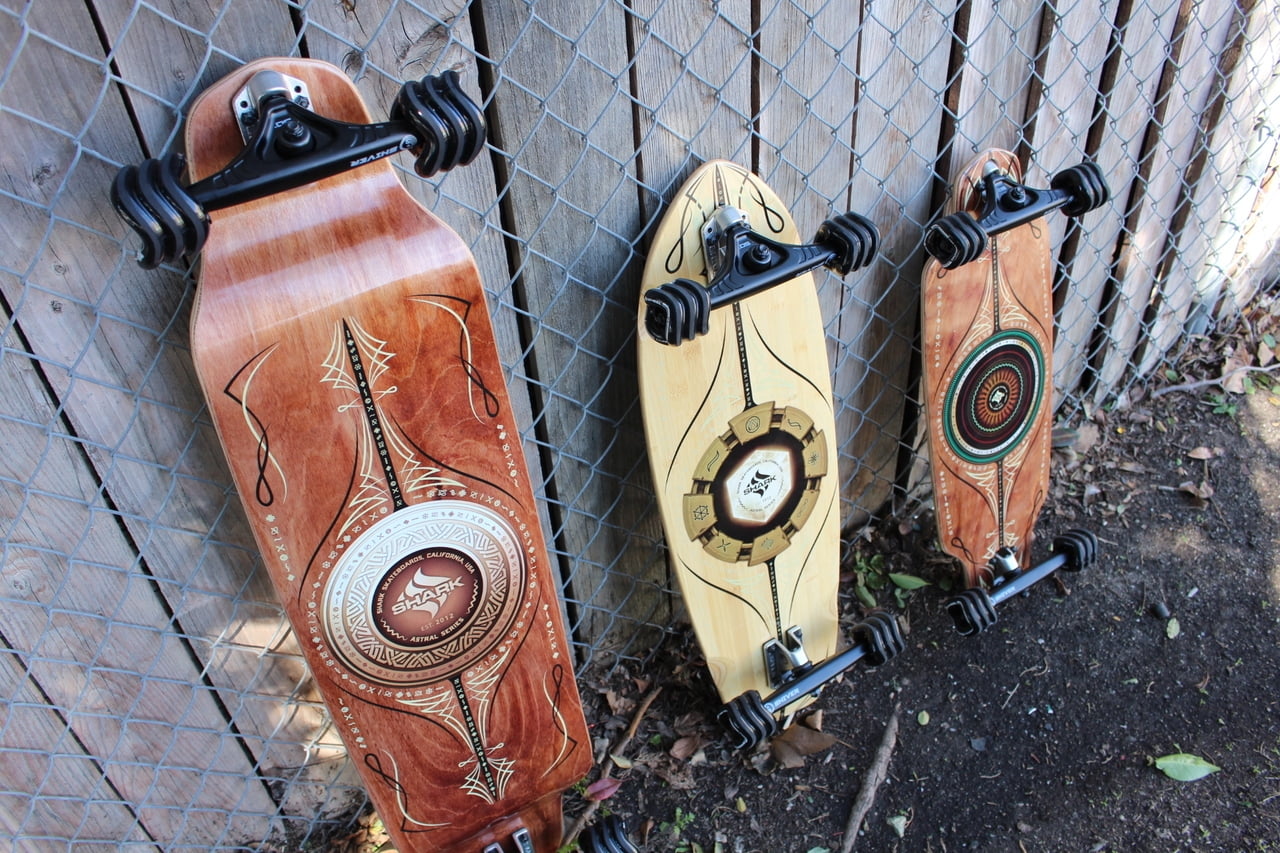 Astral 39 inch Maple Drop Down Longboard with 72mm DNA formula Shark Wheels
