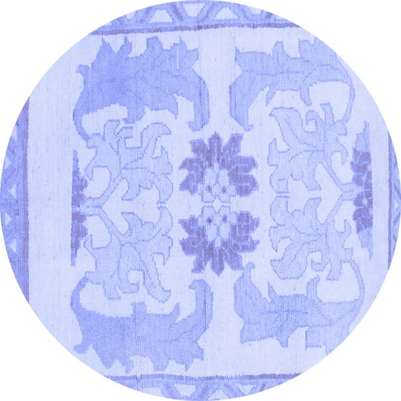 Ahgly Company Indoor Round Abstract Blue Modern Area Rugs, 8' Round