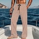 thumbnail image 1 of Pantalones de pijama largos para hombre, informales, con estampado a cuadros, holgados, deportivos, elásticos, rectos, vintage, con bolsillos, 1 of 6