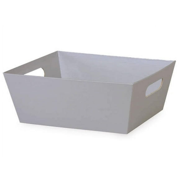 Pack of 6, Silver Large Wide Base Market Trays 7.25" x 9.25" x 3.5" Made From Heavy Paperboard Stock & Work for Gourmet Gift Baskets, Food Baskets or Even As Home Decor Decorative Accessory