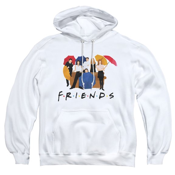 Friends Color Cut Out Adult Pull-Over Hoodie, White, Medium