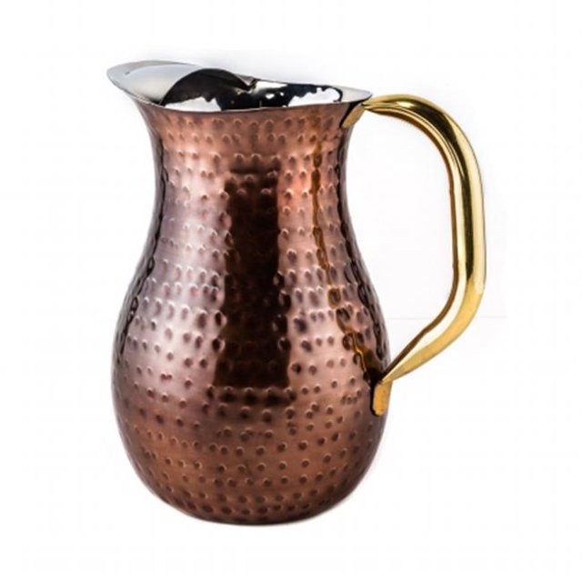 Decor Antique Copper Hammered Water Pitcher, 2.25 Quart