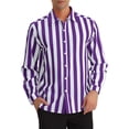 thumbnail image 1 of CAMISAS CHIC PARA HOMBRE INSPIRE DE RAYAS VERTICALES, MANGA LARGA, CON BOTONES, AJUSTE REGULAR, CAMISA CASUAL XL PÚRPURA Y BLANCA, 1 of 7