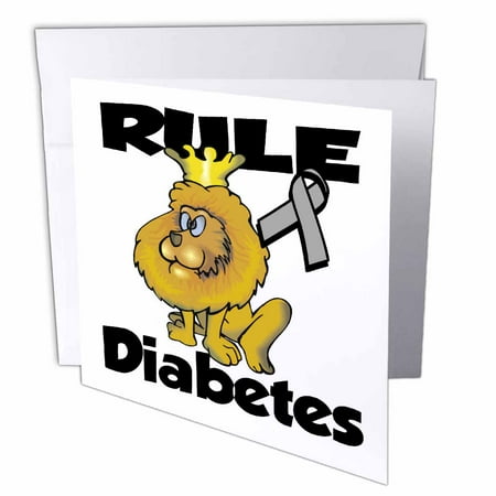 3dRose Rule Diabetes Awareness Ribbon Cause Design, Greeting Card, 6 x 6 inches, single
