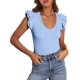thumbnail image 1 of Remera PRETTYGARDEN Mujer Cuello en V Sin Mangas con Volados XL Celeste, 1 of 8