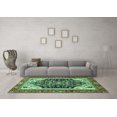 thumbnail image 3 of Ahgly Company Machine Washable Indoor Round Abstract Turquoise Blue Modern Area Rugs, 6' Round, 3 of 4
