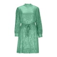 thumbnail image 5 of Efsteb Cocktail Dresses For Women Sparkly Sequin Dress High Neck Spring Dresses for Women Long Sleeve Tie Waist Elegant Evening Gowns (Green,XL), 5 of 5