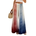 thumbnail image 2 of America 250 Pants for Women Patriotic USA Flag Print Slit Baggy Trousers Wide Leg Elastic High Waist Classic Fit Daily Wear Pants, #01 Light Blue, S, 2 of 6