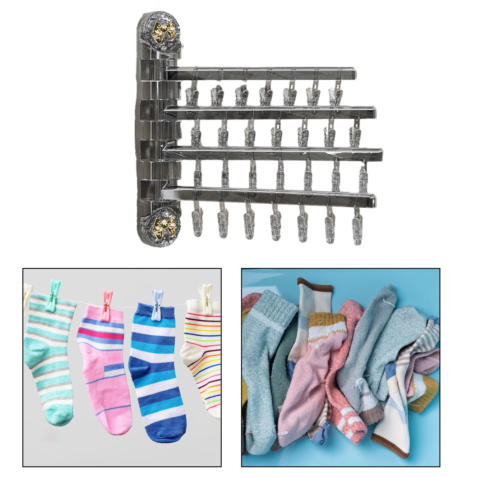 Tongina Foldable Laundry Hanger Drip Hanger Clothes Organizer, Laundry Clips Drying Rack for Scarf Baby Clothes Towels, Underwear Hat Gray Gold Bow