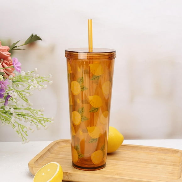 Mainstays Yellow Plastic Sipper Tumbler 27 Ounces, 1pc
