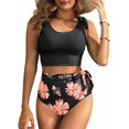 thumbnail image 1 of Traje de baño Yonique, 2 piezas 2025, cintura alta, control de barriga, rosa, XS, 1 of 5