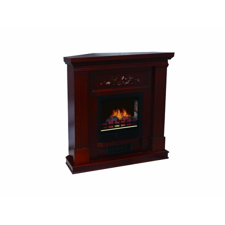 Decor Flame Electric Space Heater Fireplace with 38" Mantle, Dark Cherry