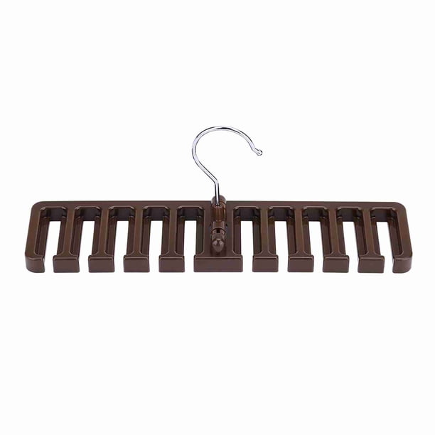 Organizador de 10 ranuras para corbatas, cinturones y bufandas, de plástico resistente, ahorrador de espacio en armarios, color marrón