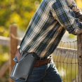 thumbnail image 3 of Leather Cell Phone Holster - Universal Vertical Portable Phone Pouch Wallet - Belt Clip Holster Pouch Genuine Leather Phone Case Holster Purse Belt Loop Pouch Bag for Men - Black, 3 of 7