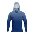 thumbnail image 2 of Domuza Men's Upf 50 Sun Protection Hoodie Shirt Long Sleeve Gradient Color Tee Shirts 2026 Summer Outdoor Running Hiking Spf Rash Guard Tops with Mask Blue XXL, 2 of 4