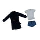 thumbnail image 3 of Gabardina negra a escala 1/6, cortavientos, camiseta y pantalones cortos vaqueros. negro, 3 of 9