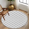 thumbnail image 3 of Light Gray Large Area Rugs for Bedroom Living Room, Soft Non Slip Carpet Bedside Rug, Minimalist Boho Abstract Ethnic Motifs Round Floor Cover Kitchen Accent Rug 6' for Dining Room/Office, 3 of 9