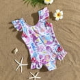 thumbnail image 5 of Rhuody Swimsuit For Girls 6-7 Years One Piece Long Sleeve Swimwears Cartoon Printed Sun With Bikini Style Comfy Bathing Suit Purple, 5 of 8