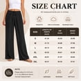 thumbnail image 6 of Wrongduck Women's Wide Leg Pants High Rise Flowy Trousers with Pockets, Wrinkle Resistant Casual Work Business Lounge Pants, 6 of 6