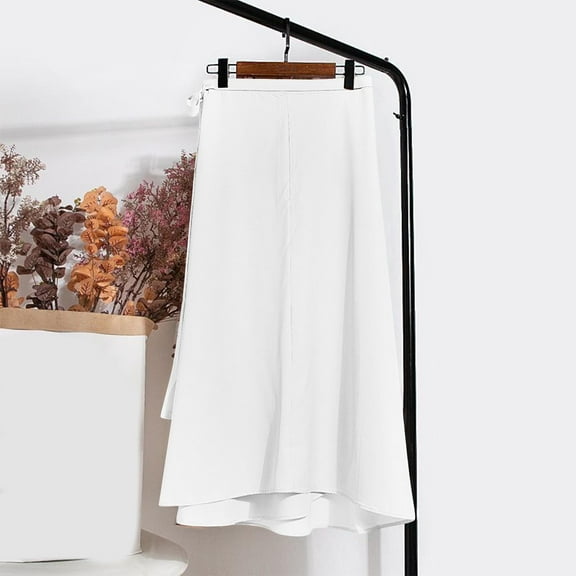 qelini One Piece Skirts for Women Wrap Tie Mid-Length Skirt Office Straight Skirt Side Slit Solid Color Skirt