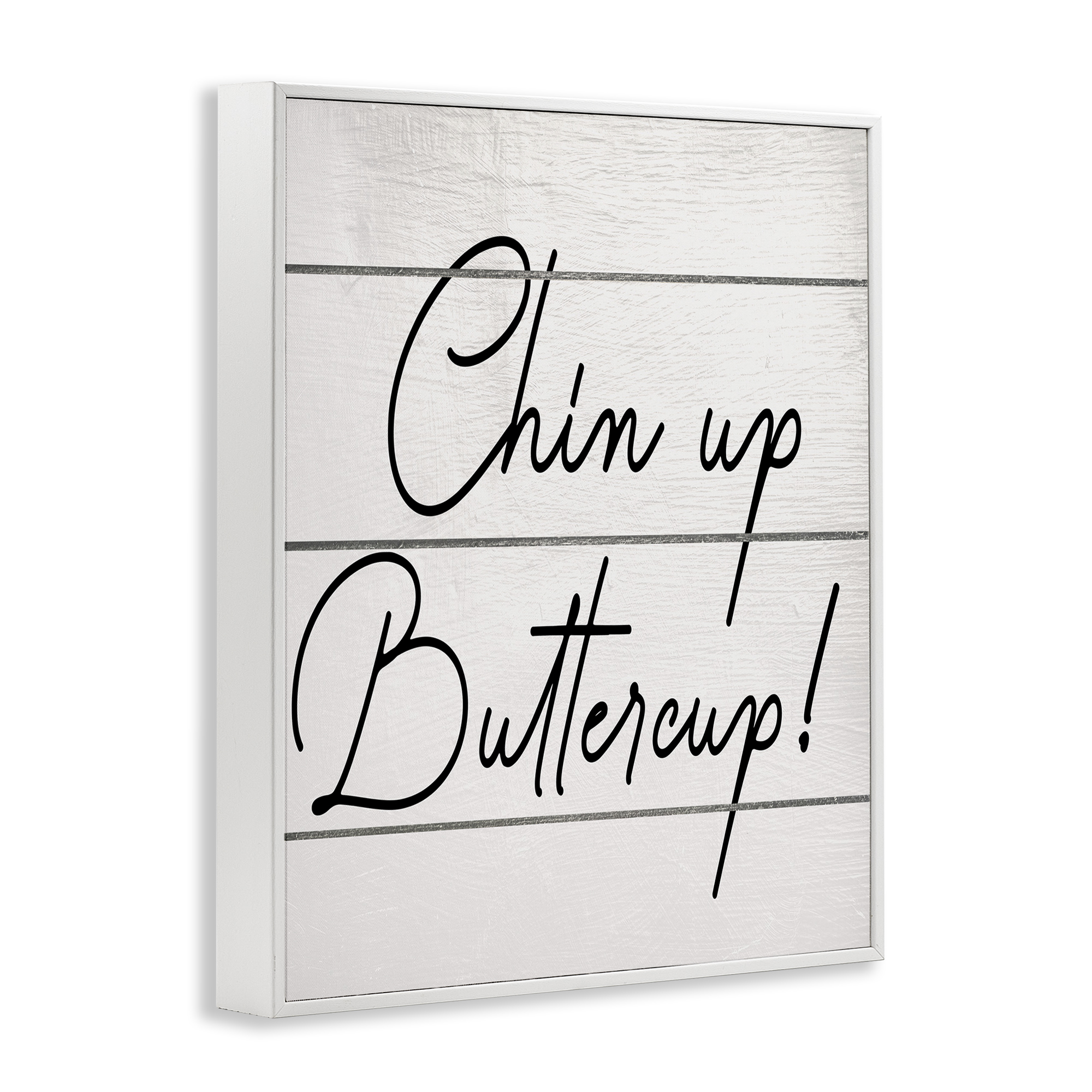 Stupell Industries Chin Up Buttercup Typography Painting White Framed Art Print Wall Art, 24 x 30