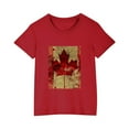 thumbnail image 2 of AUNVITO Boys Girls Casual Short Sleeve Cotton Top Maple Leaf Print Cute Fall Graphic Tee, 2 of 9