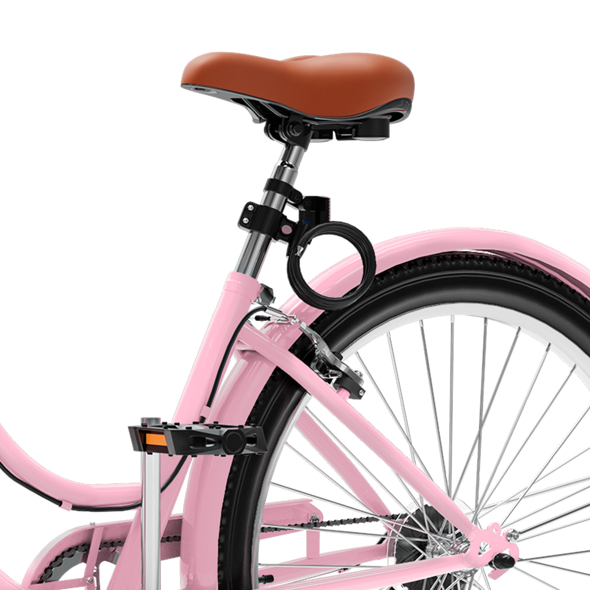 Uforic 26 Inch Beach Cruiser Bike, 7-Speed, Step-Through Bicycle for Men & Women, Steel Frame, Pink
