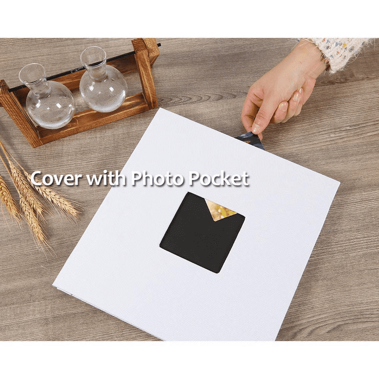 Photo Album 11x10.6 Inch, 40 Pages Self Adhesive Scrapbook Album with Gray  Linen Cover Hold 3x5 4x6 5x7 6x8 8x10 inch Pictures, Woisut DIY Memory