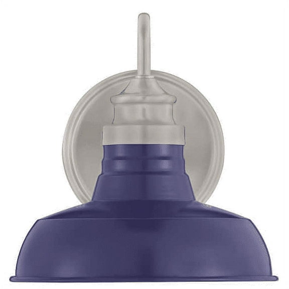 Elmcroft 7.63" 1-Light Brushed Nickel Modern Wall Mount Light w/ Blue Shade