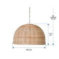 thumbnail image 3 of Kouboo Panay Wicker Dome Pendant Lamp Pendant Light Fixture, Farmhouse, Dining Room, Kitchen, Living Room Bedroom, Natural, 3 of 10