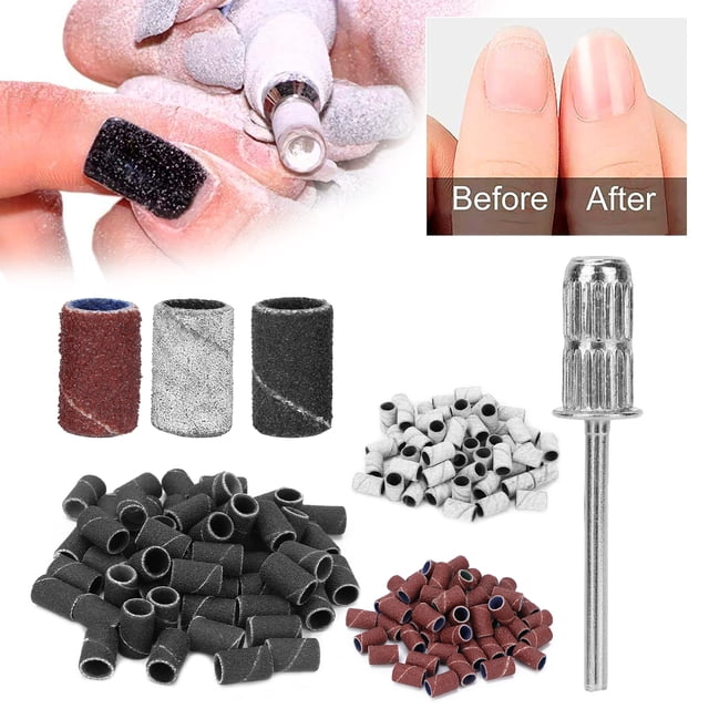 HERRAMIENTA DE PEDICURA DE MANICURA, 210 PCS BANDAS DE LIJADO DE UNadas Profesionales 80/120/180 Establecimiento Resistencia A la Abrasión Con Caja de Almacenamiento para Brocas de